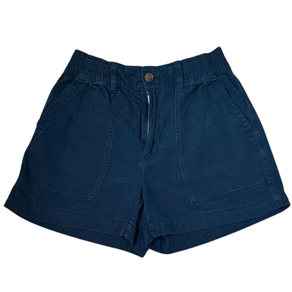 GAP High Rise Cargo Shorts Women’s Navy Blue Elastic Back Size 2